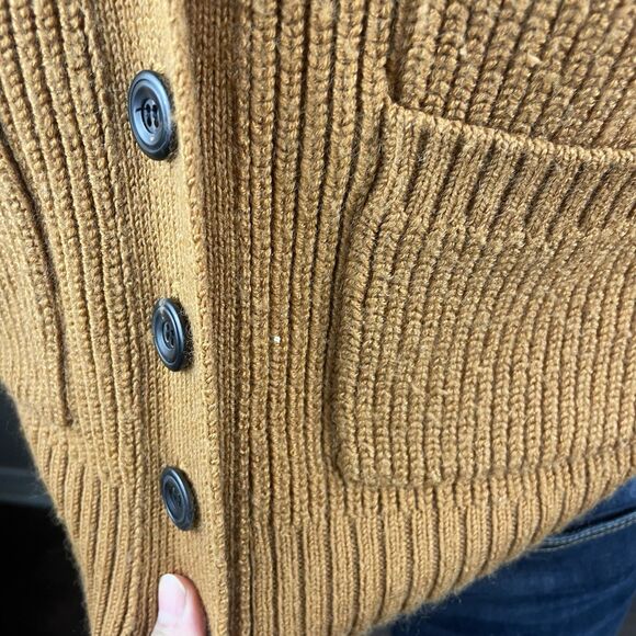 Sea NY Cardigan Women XS Brown Balloon Sleeve Wool Blend Luxury Preppy Flaw - Picture 8 of 10
